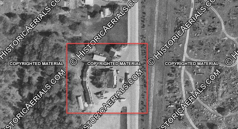 Whites Motel (Woodys Bar & Motel) - 1977 Aerial (newer photo)